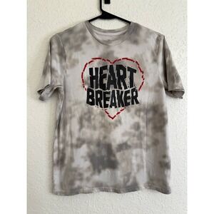 Heart Breaker Tie-Dye Graphic T-Shirt XL Gray Valentine's Day Tee Youth 14/16